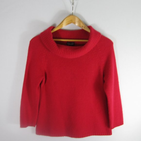 Vtg Rafaella Womens Medium Pink 3/4 Sleeve Angora Lambswool Cowl Neck Sweater M - Picture 6 of 7